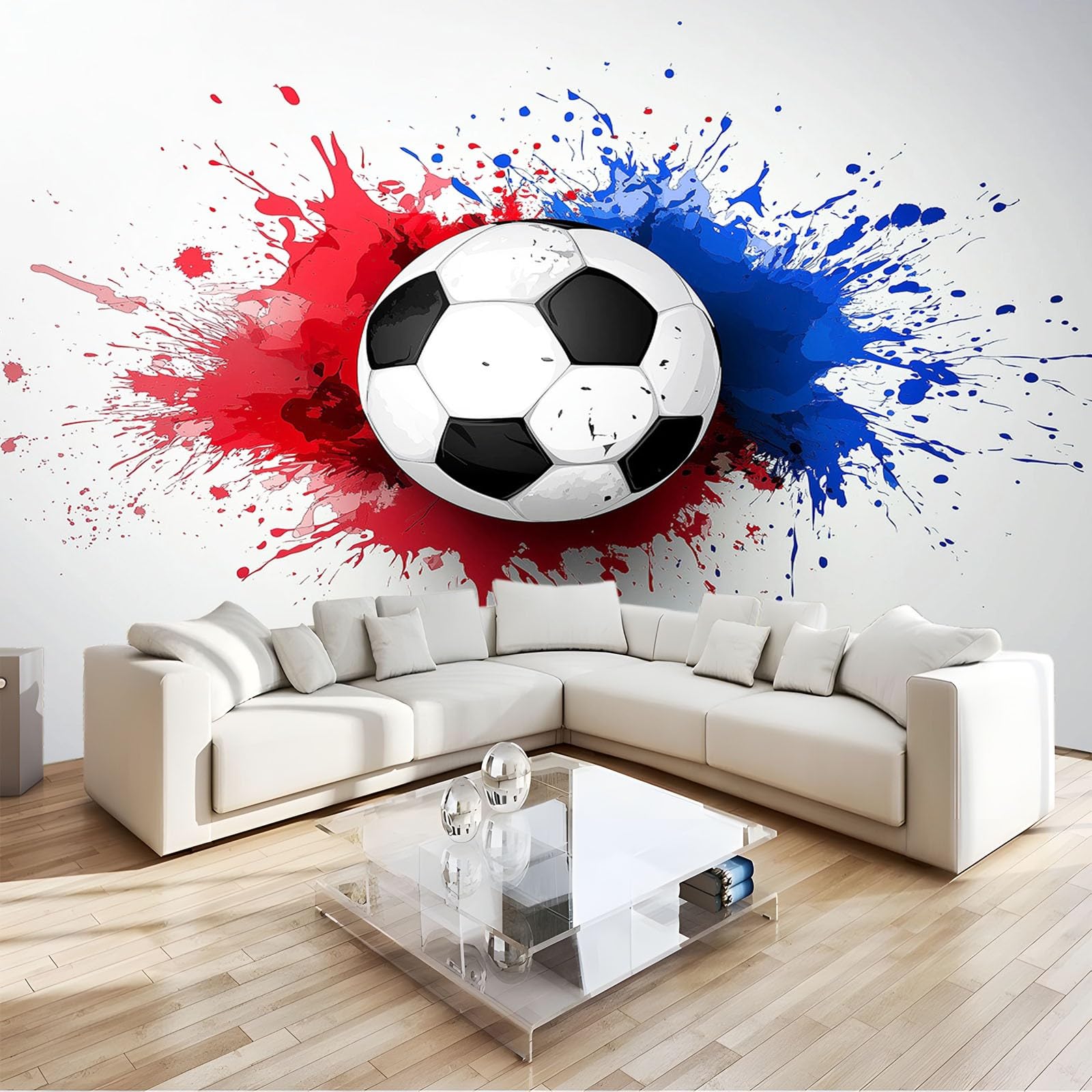 Panoramiczna niestandardowa tapeta 3D, 250 x 175 cm, plakat ścienny, sport, piłka nożna, farba, tapeta mural do sypialni, salonu, pokoju dziecięcego, dekoracja, szara fototapeta