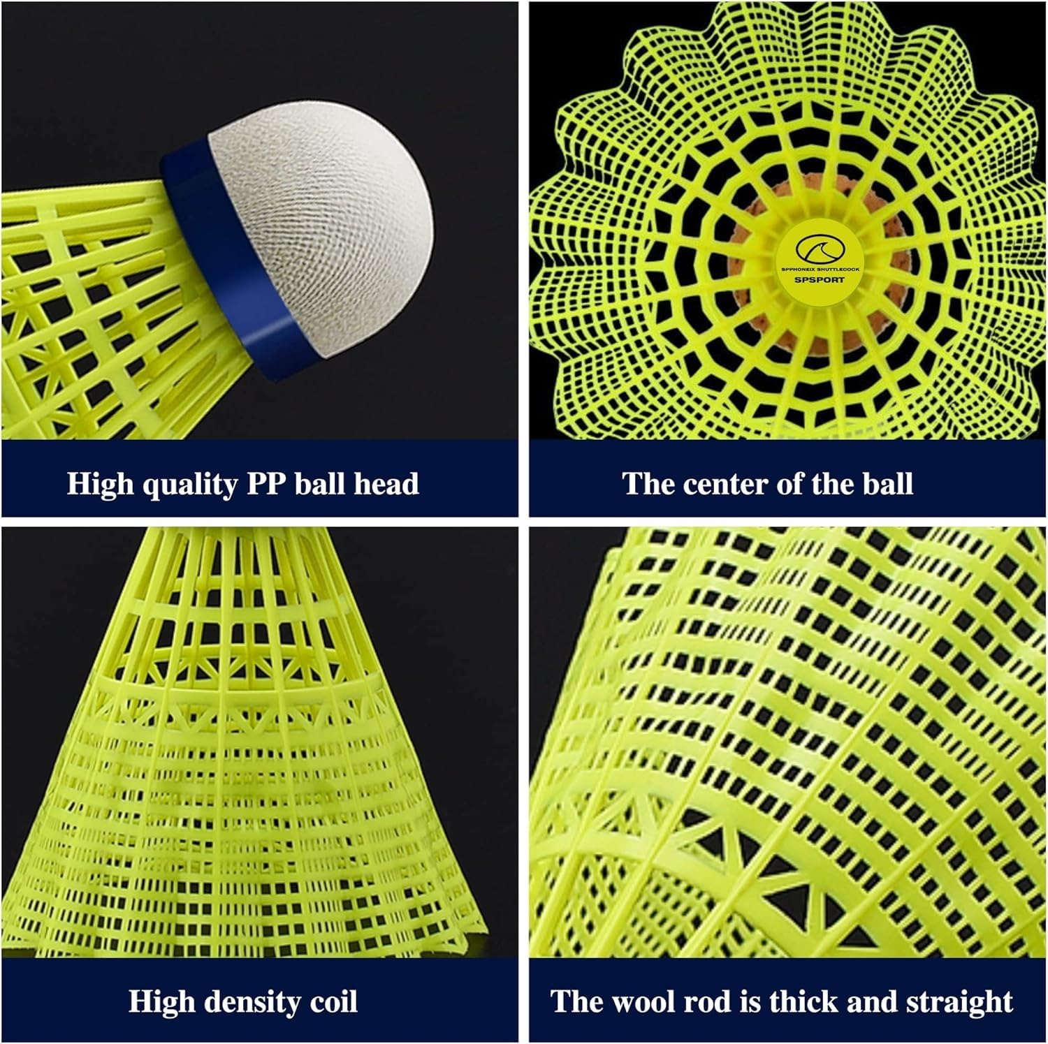 Amazon | SPPHONEIX 12個パック ナイロン イエロー バドミントン