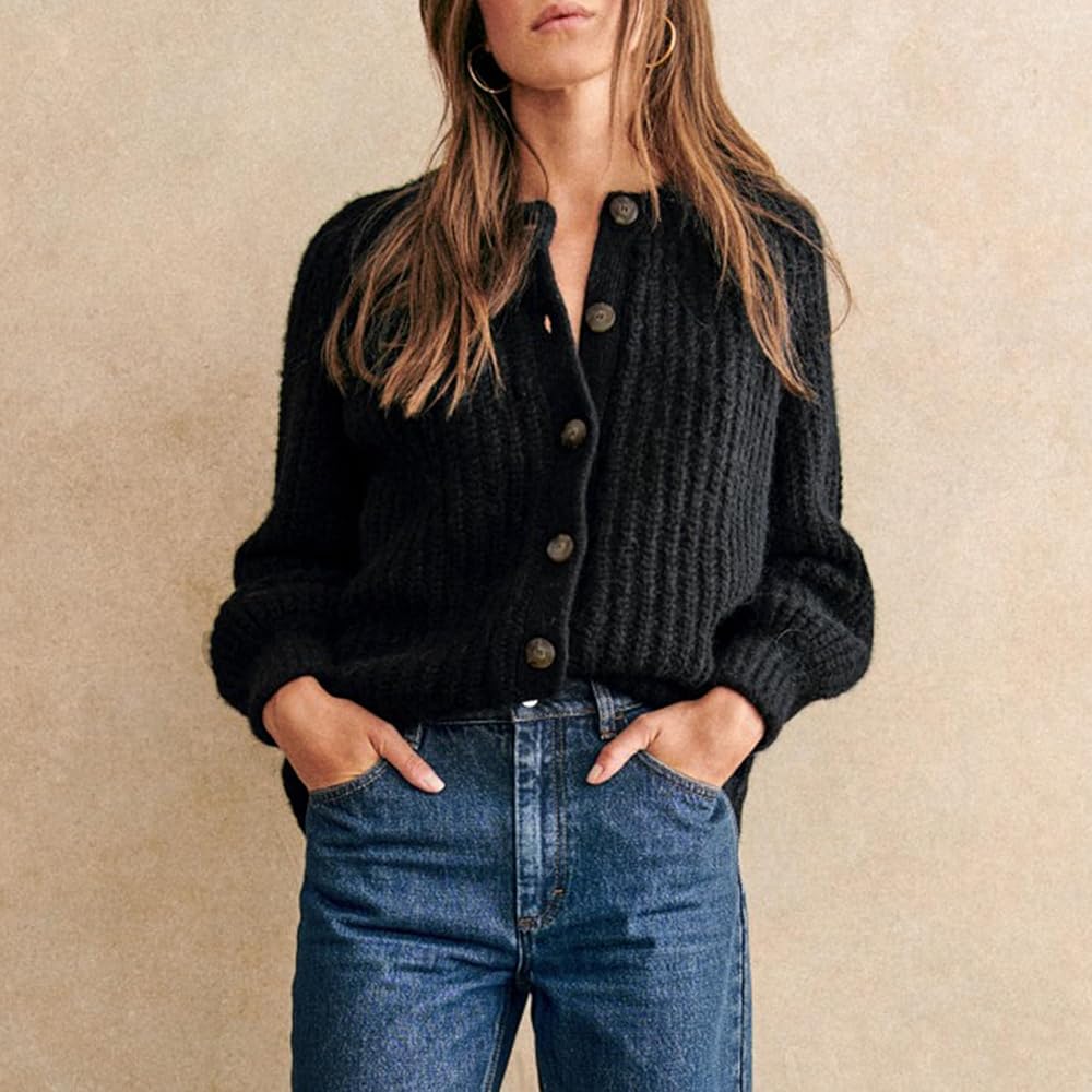 SeeLuNa Crochet Cardigan Sweaters for Women Tops Chunky
