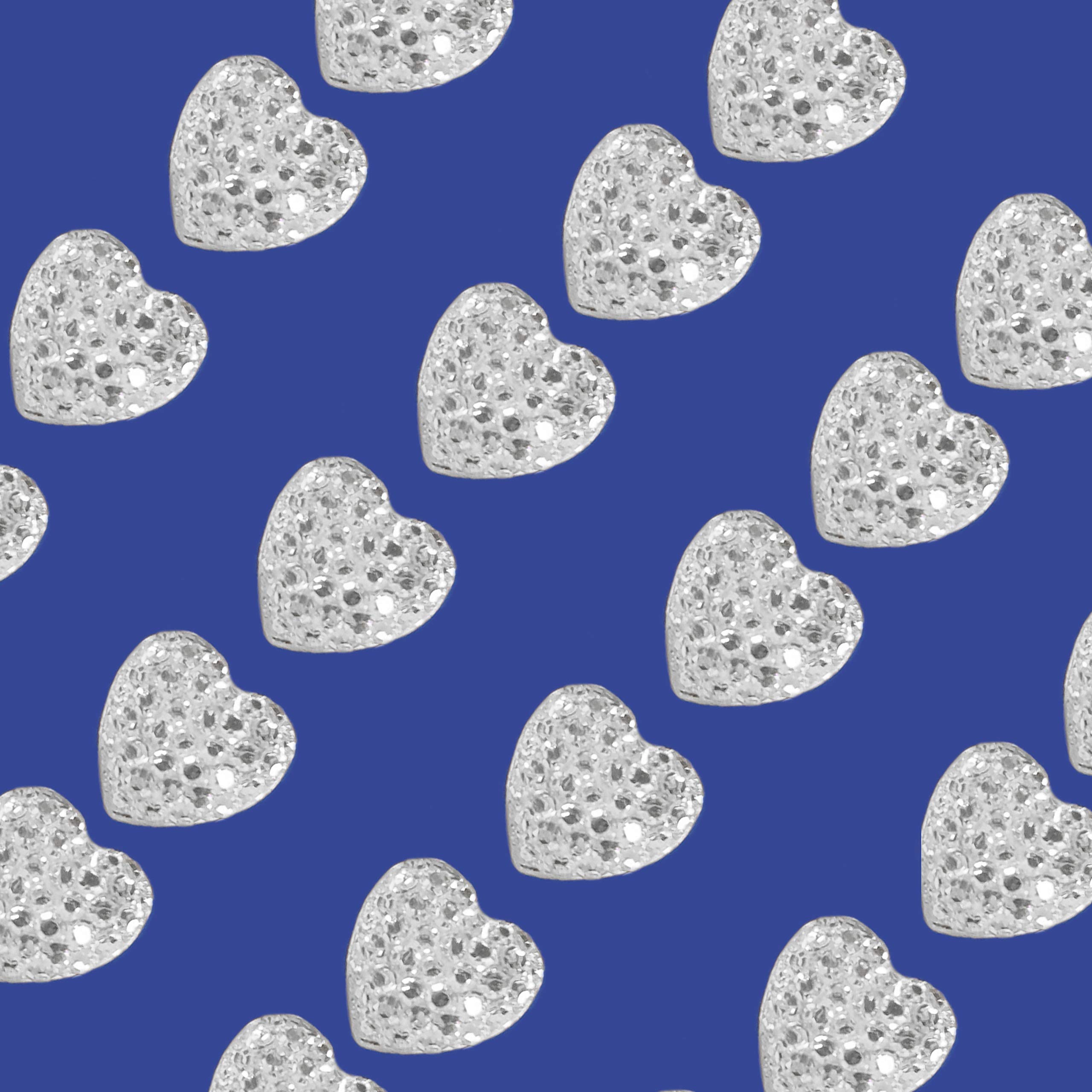 Pebble Eleven Silver Self Adhesive Sticker Sheet – Assorted Designs (24Pcs Gem Hearts 10Mm)