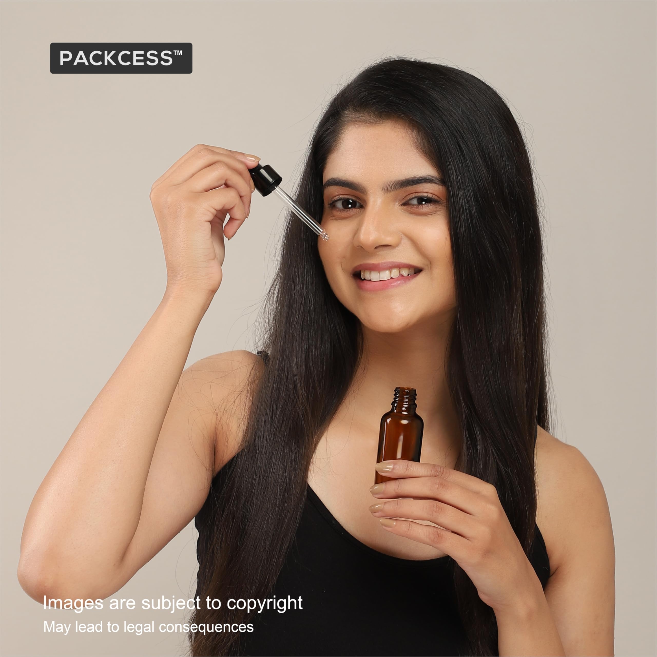 PACKCESS 15ml Amber Glass Dropper Bottle With All Black Silicon Teat | Refillable, Reusable | Leak Proof For Essential Oils, Blends | DIY Face Oil & Perfume Bottle (15, Round, 6, UGA-1) - Image 6 thumbnail