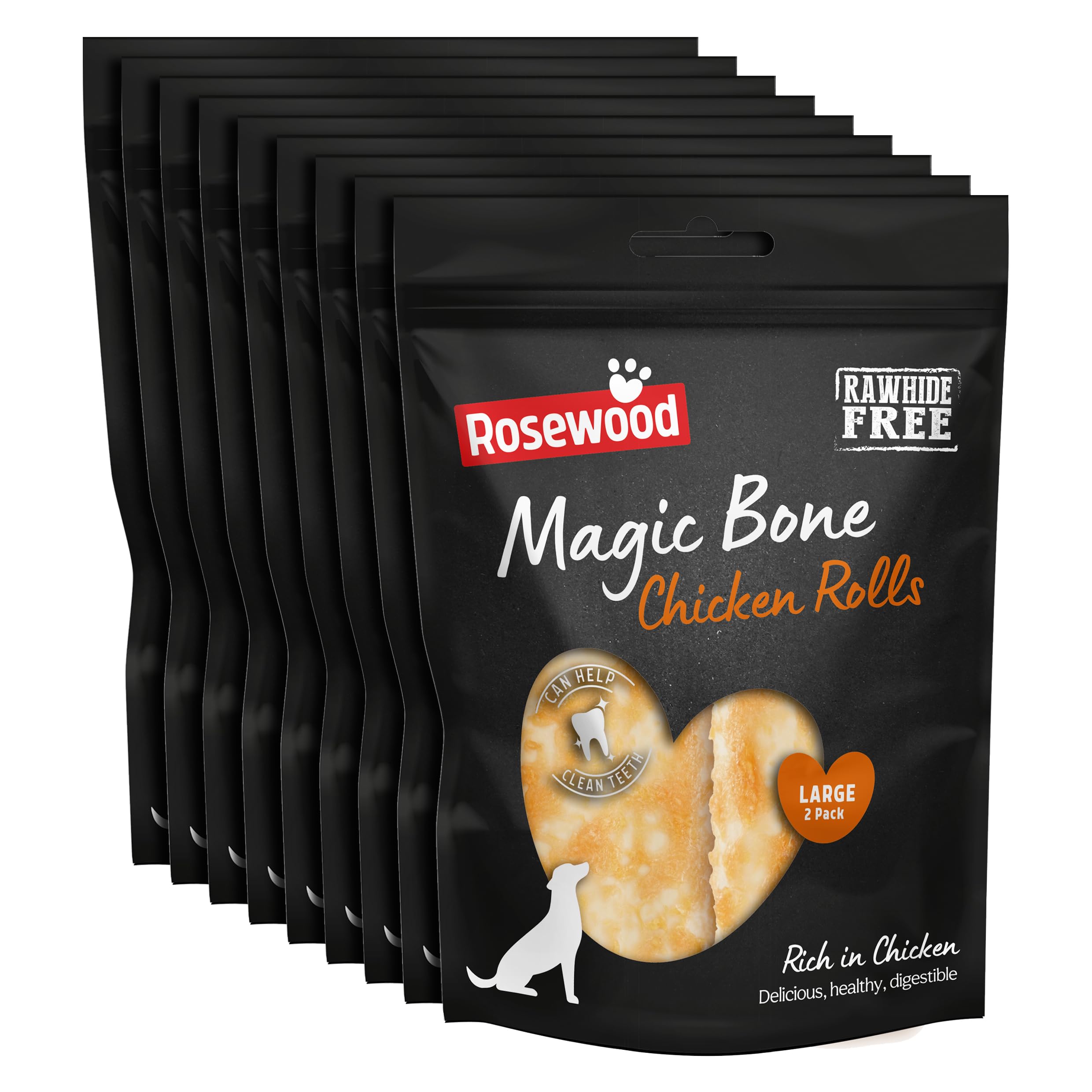 3 PCK ROSEWOOD DELICIOUS MAGIC BONE CHICKEN ROLLS DOG PUPPY CHEW TREATS 2PC 120G
