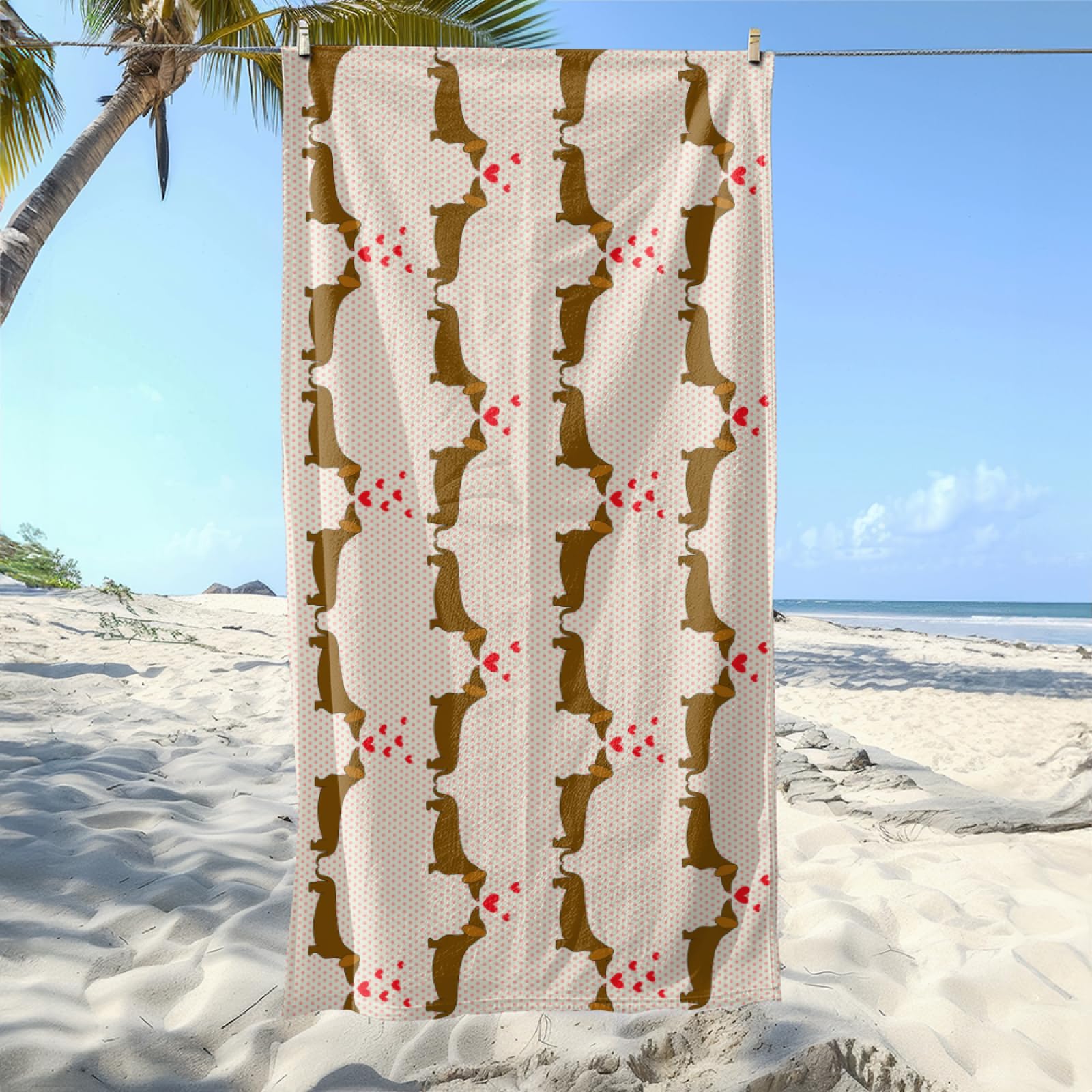 Serviette Microfibre Plage Chien Brun Towel Super Absorbante Ultra Compacte Idéale pour Le Sport Voyages Plage Camping Randonnées Yoga et Natation