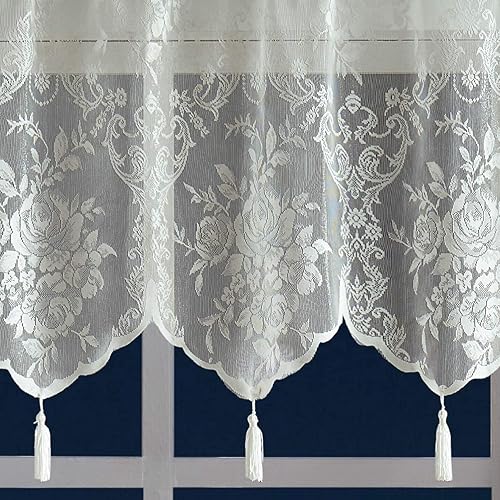 Miniatura 5 de Warm Home Designs Par de 2 paneles de cortina de encaje semitransparentes de color marfil de 54 pulgadas de ancho x 96 pulgadas de largo, cenefas a