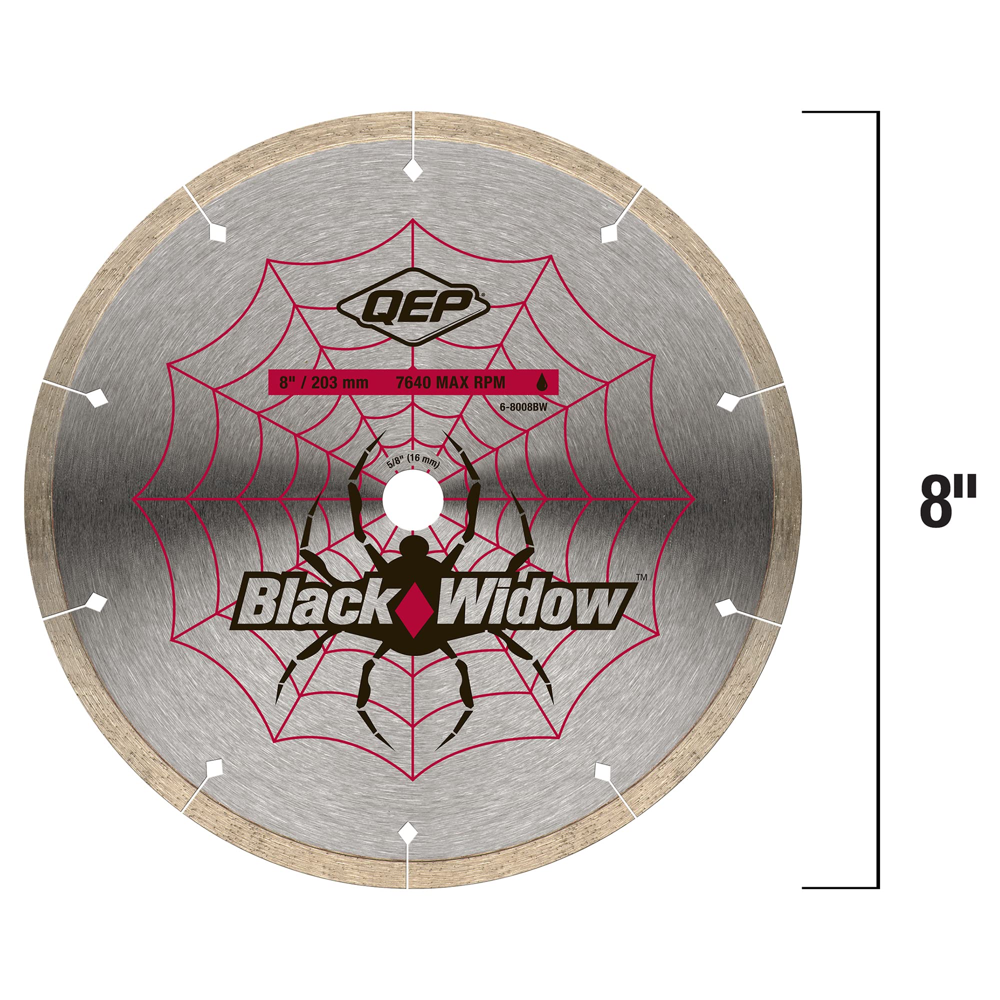 QEP 8" Black Widow Premium-Grade, Thin Rim Diamond Blade for Wet Cutting of Porcelain Ceramic, Granite and Marble Tile - Image 4