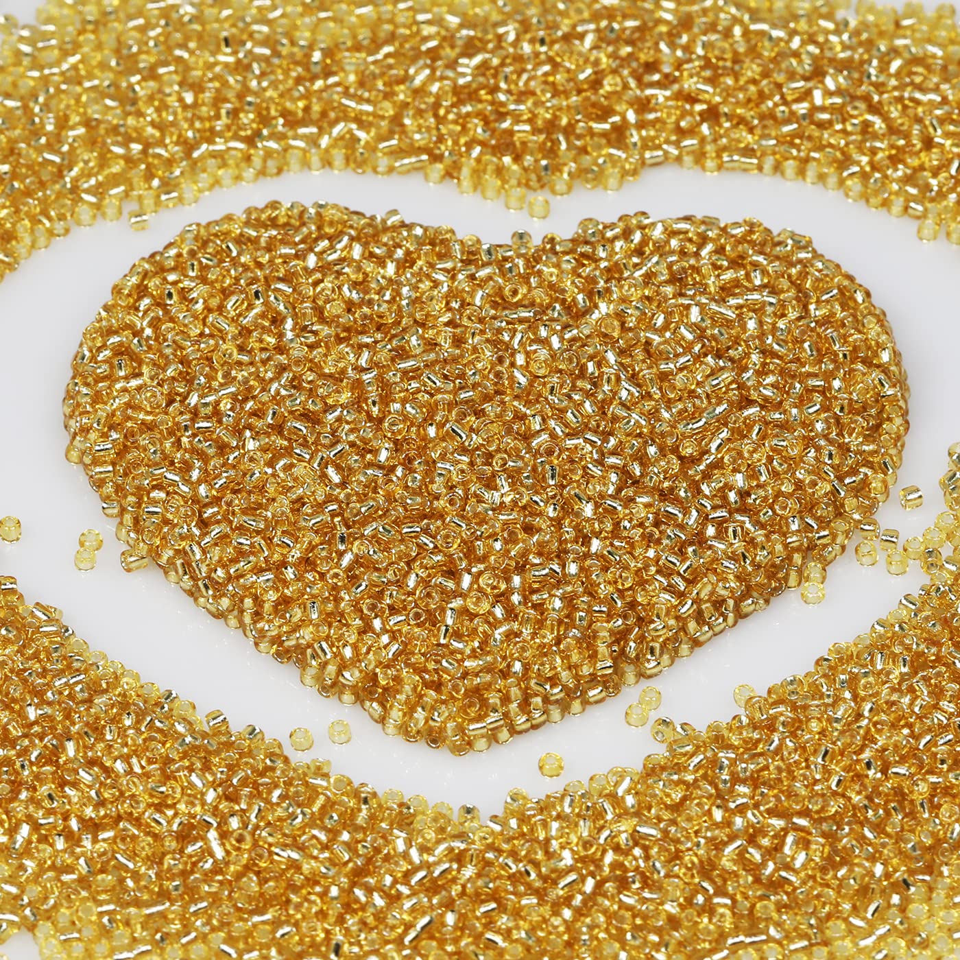 Transparent Gold Color 2mm Seed Beads About 9800pcs/110Grams in Bag