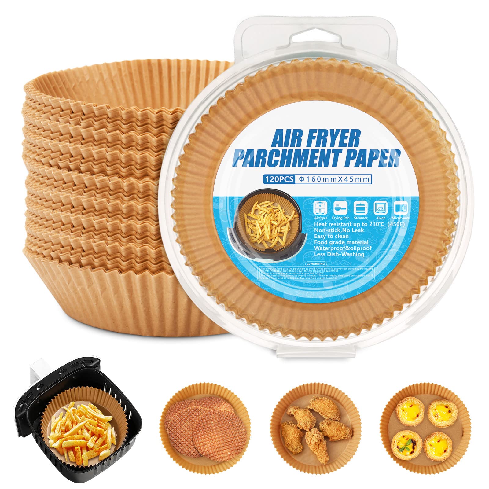 Buy 6.3 Inch Air Fryer Liners, 120 Pcs y and Safe Air Fryer Disposable