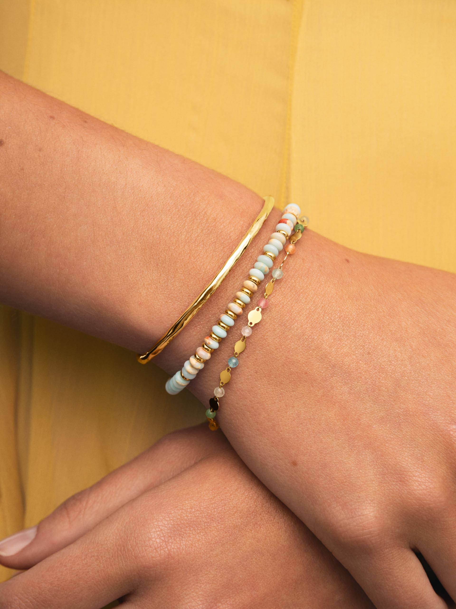 Pulsera Full Daylight, Acero con Baño Oro 18Kt, Cristales de Colores, Joyas para Mujer