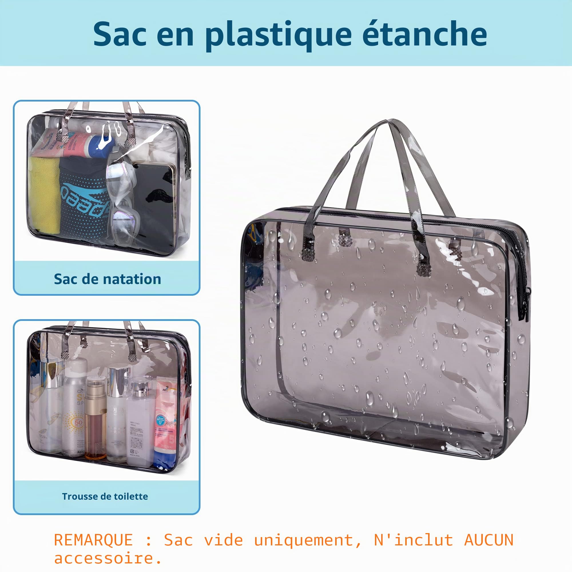 Fasrom Sac à Dos de Plage en Maille avec Poche Imperméable et Fond Zippé | Avec Séparation Humide et Sec, 2 Poches Devant Zippées, 1 Poches Filet et Mousquetons pour Voyage, Gym et Piscine