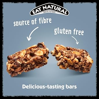 Eat Natural Protein Peanuts & Dark Chocolate Fruit & Nut Bars 12 x 40g | Gluten Free, High Fibre Energy Snacks, Post Workout & Gym, Bulk Multipack, Delicious On-the-Go Snack Bars