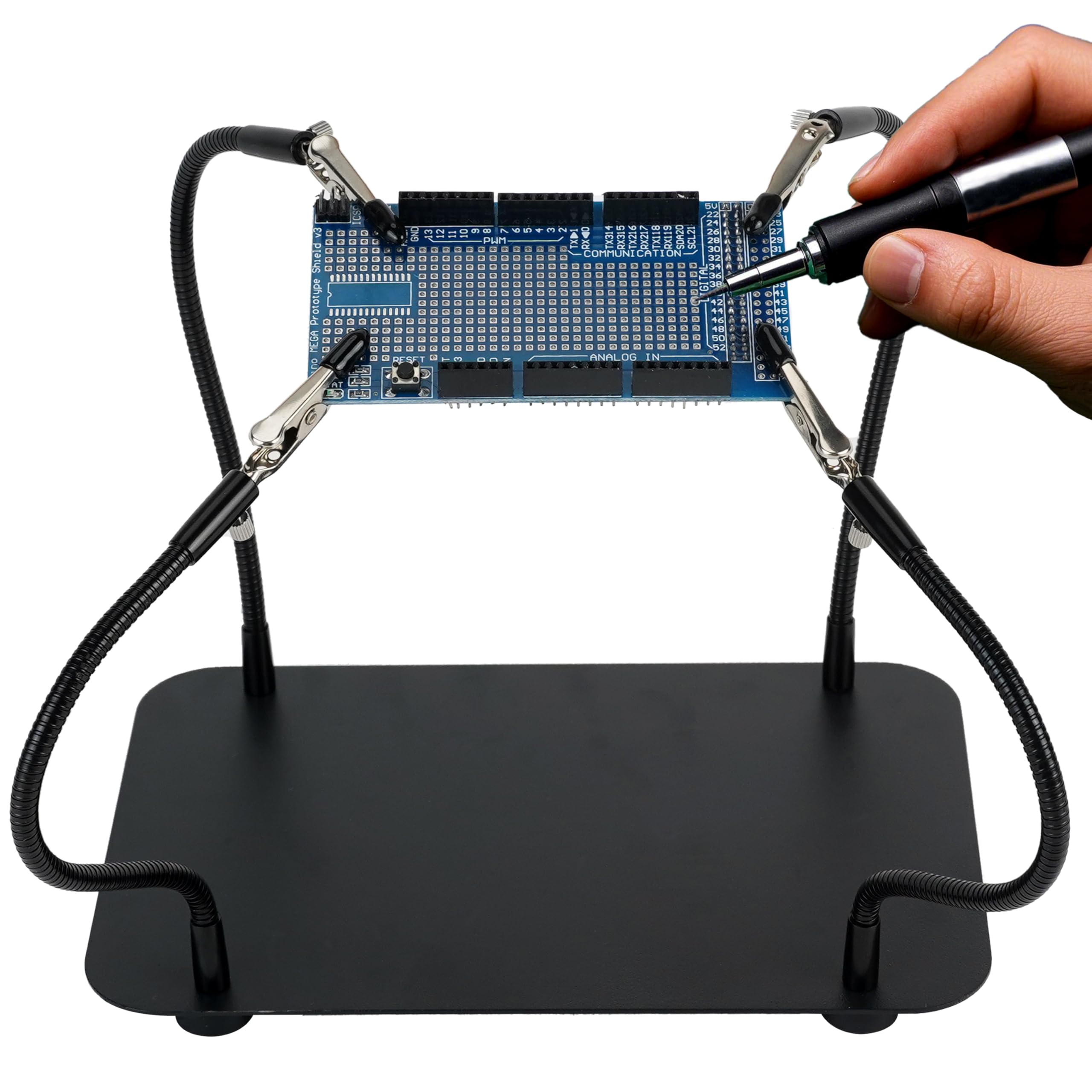 HexoTools Helping Hands Soldering Station, Holding Fixture Station, Soldering Kit, Third Hand Soldering Tool 4 Flexible Arms Helping Hands for