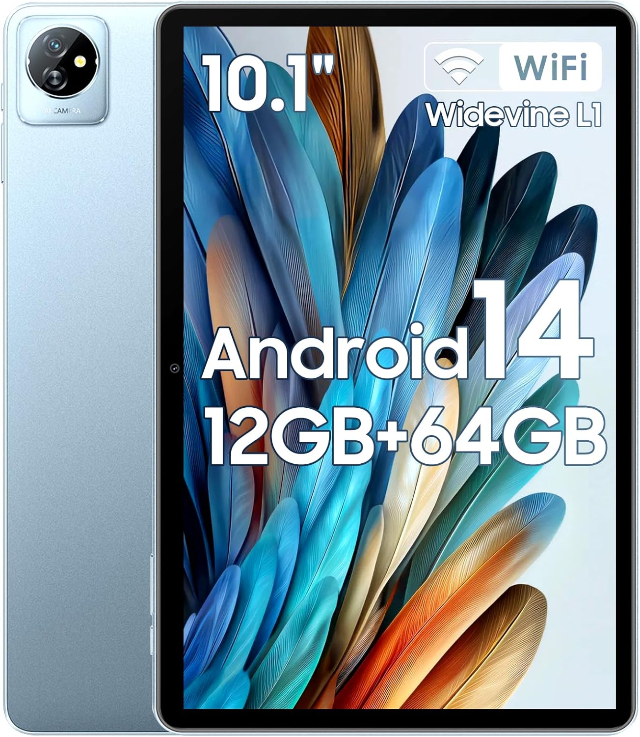 Blackview Tab 70 WiFi 2024 Android 14 Tablet, 12 (4+8) GB+64GB 1TB Genişlet, Wi-Fi 6 Modeli, HD+IPS Ekranlı 10.1 inç Tablet, 6580mAh, Çift Hoparlör ve Kamera, BT5.0, Google GMS, 2.0GHz CPU, Mavi