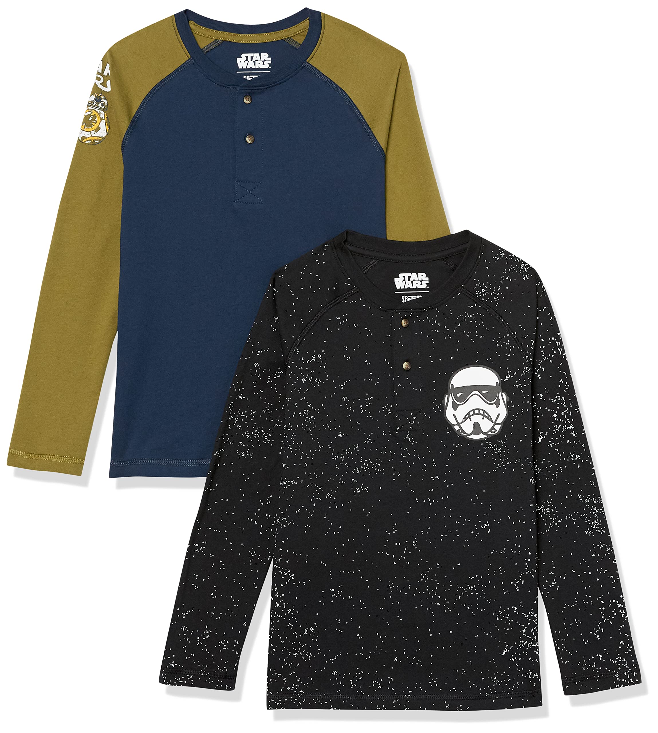Amazon Brand - Spotted Zebra Boys' Disney Long-Sleeve Henley T-Shirts, 2-Pack Star Wars Icons, 2T