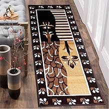 Floral Bedside Carpet Runner for Bedroom, Kitchen, Dining Table, Passage and Hallway (1.5x5 Feet, 50x150 cm, Brown)