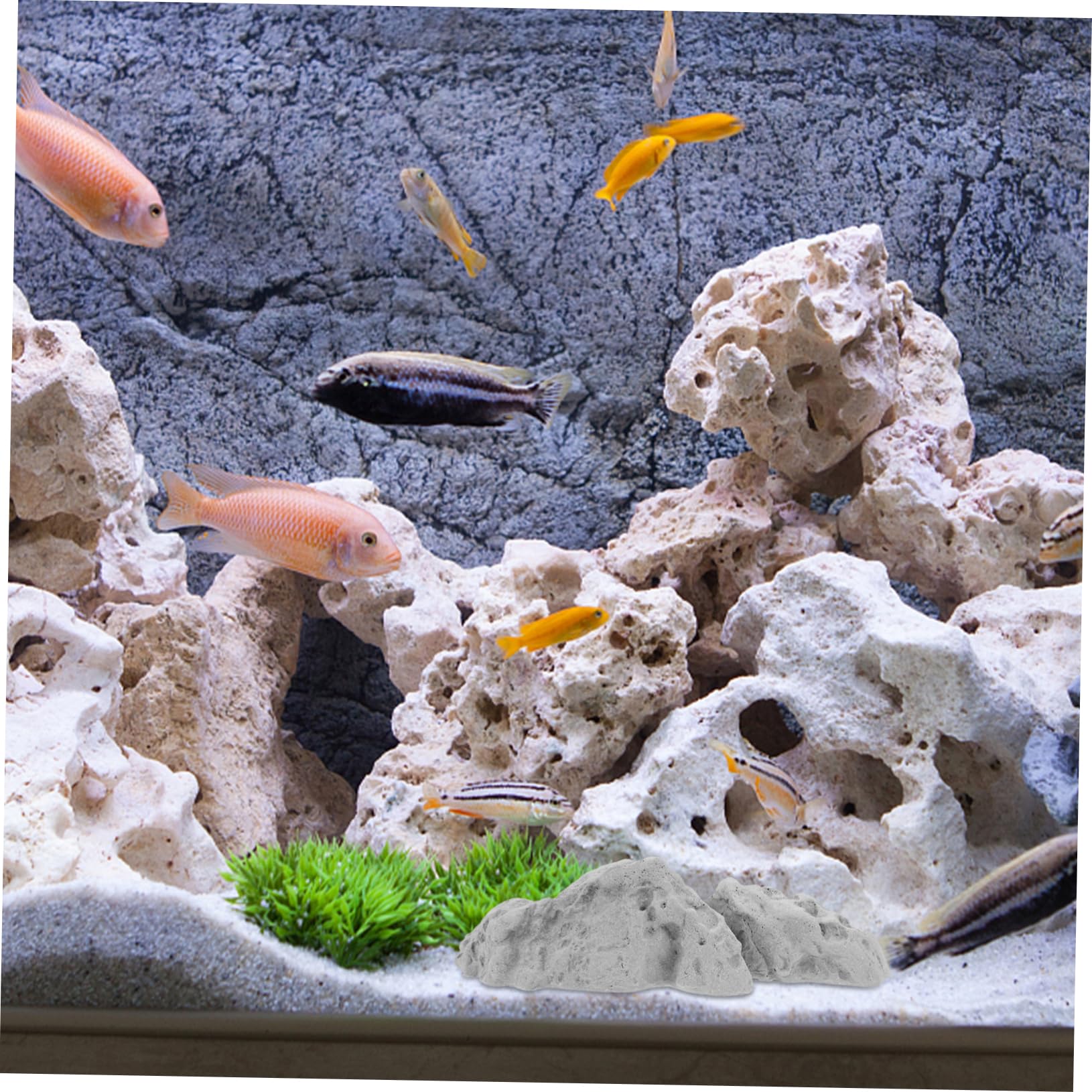 2 Piezas Adorno de Roca Artificial Acuario Decoración de Paisaje Peceras Estable y Accesorio de Jardinería Micro Paisaje