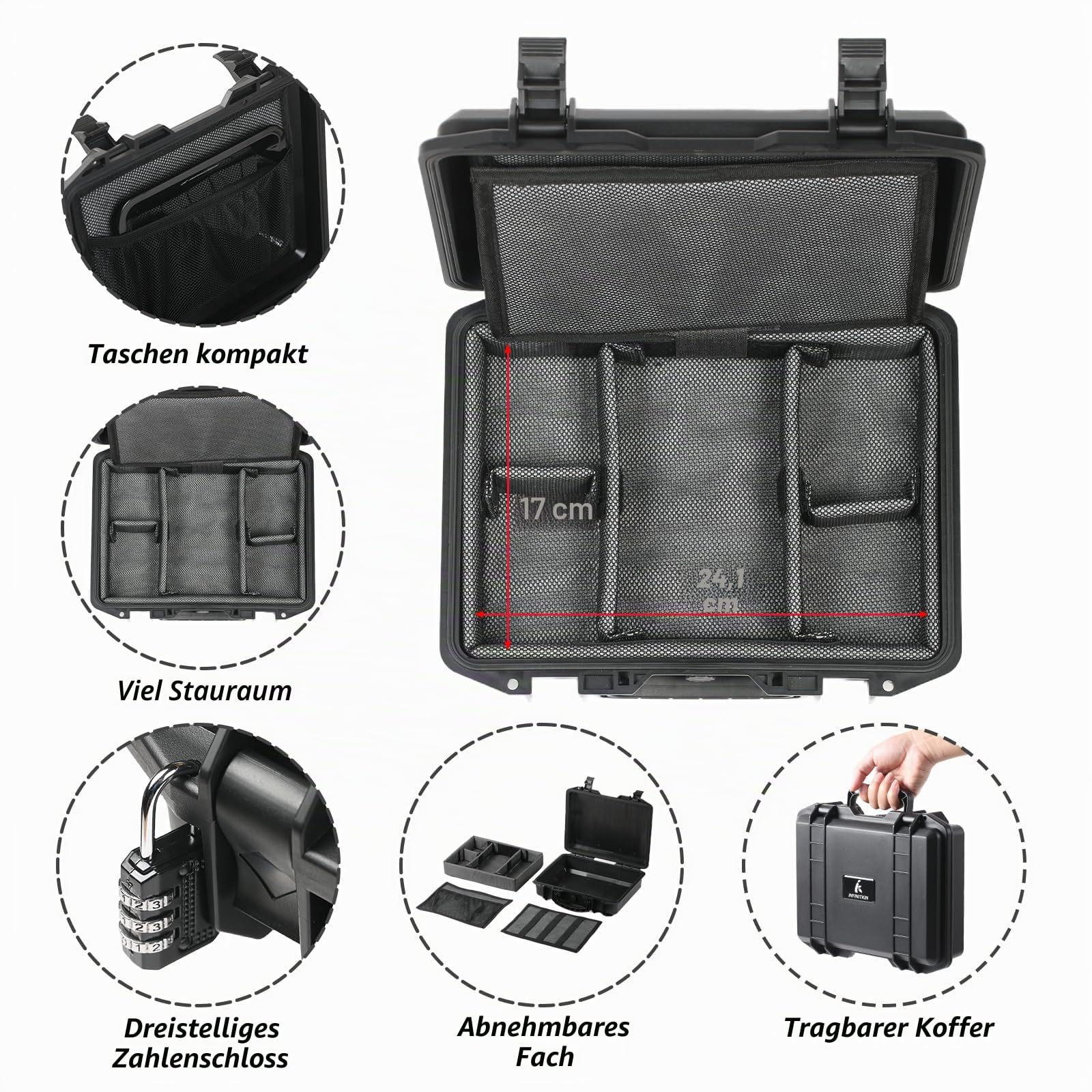 INFINITKIN Geruchssichere Box, große luftdichte Aufbewahrungsbox mit Zahlenschloss, wasserdichter und langlebiger geruchsdichter Behälter für Reisen und Zuhause, tolle Geschenkwahl