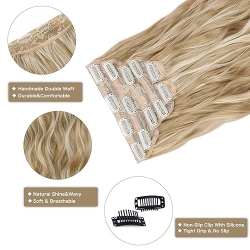 Vista 50 de WECAN Extensiones de cabello con clip, 20 pulgadas, color rojo cobre, 6 piezas, extensiones de cabello natural largo ondulado y rizado para mujeres