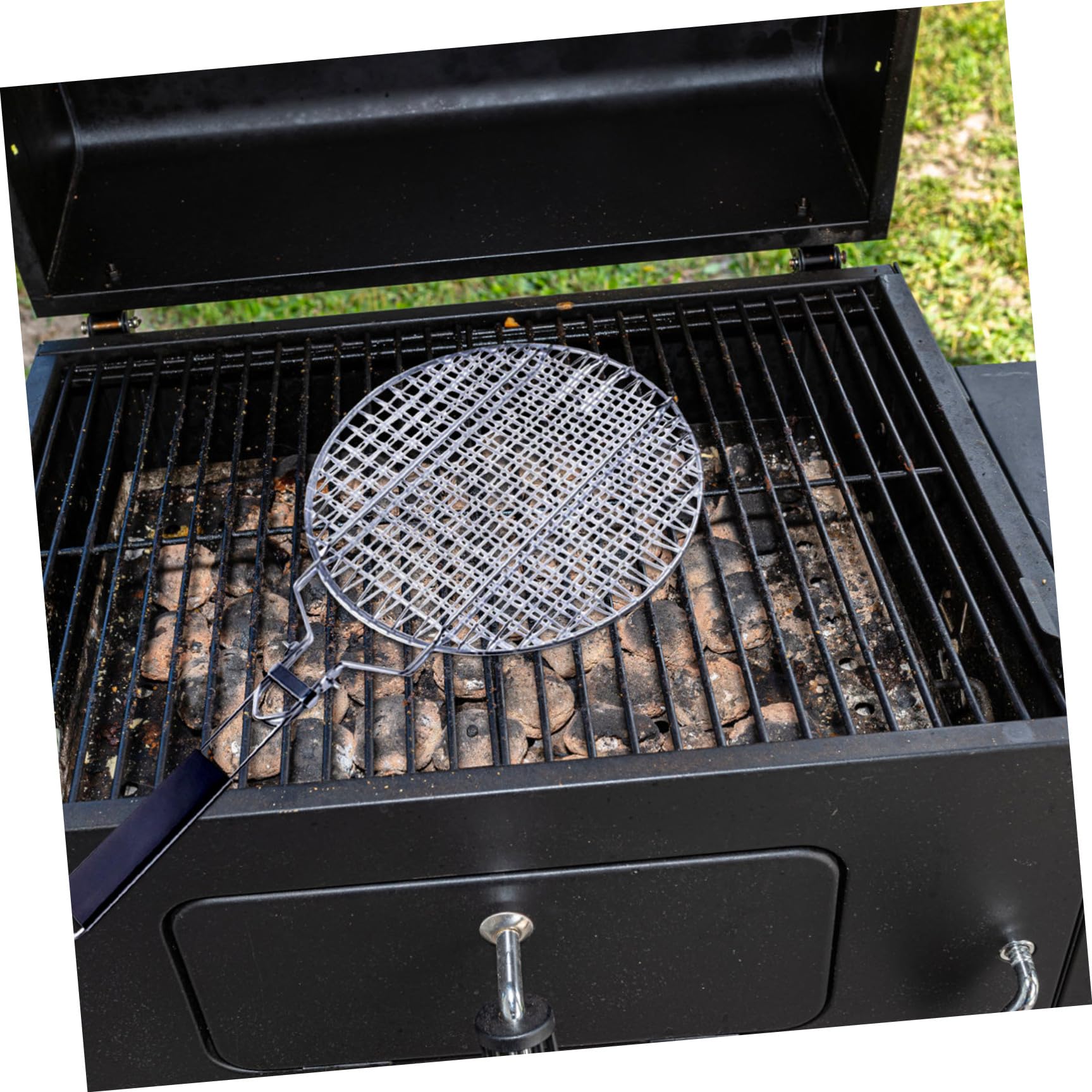 VICASKY Cestello per Barbecue in Acciaio Inossidabile Argento, Leggero e Facile da Usare con Borsa per Riporre, per Grigliare Pesce e Carne All'aperto