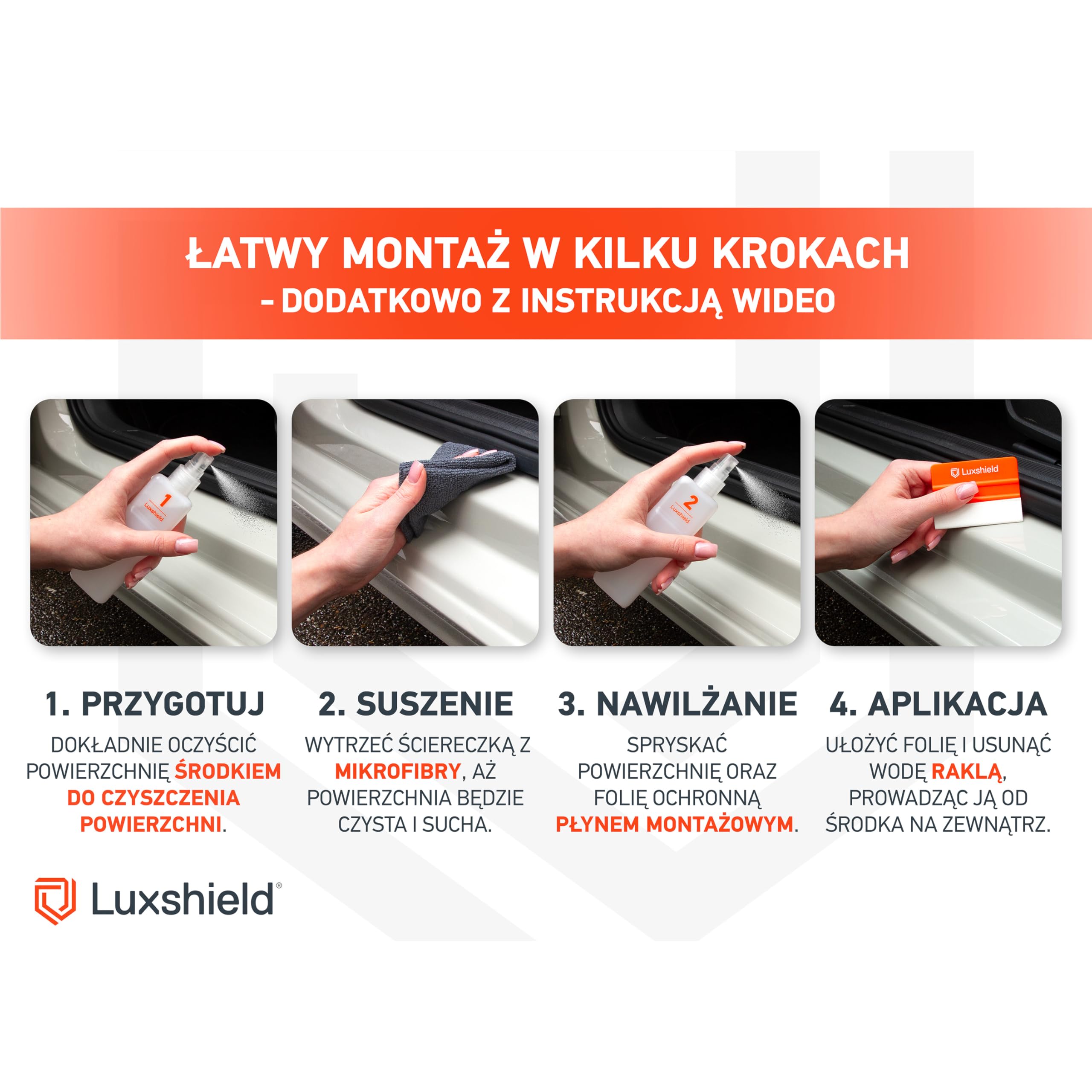 Luxshield folia ochronna progów kompatybilny z Skoda Kamiq NW4 I 2019-2026 - akcesoria, listwy ozdobne, folia ochronna na lakier - przezroczysty błyszczący