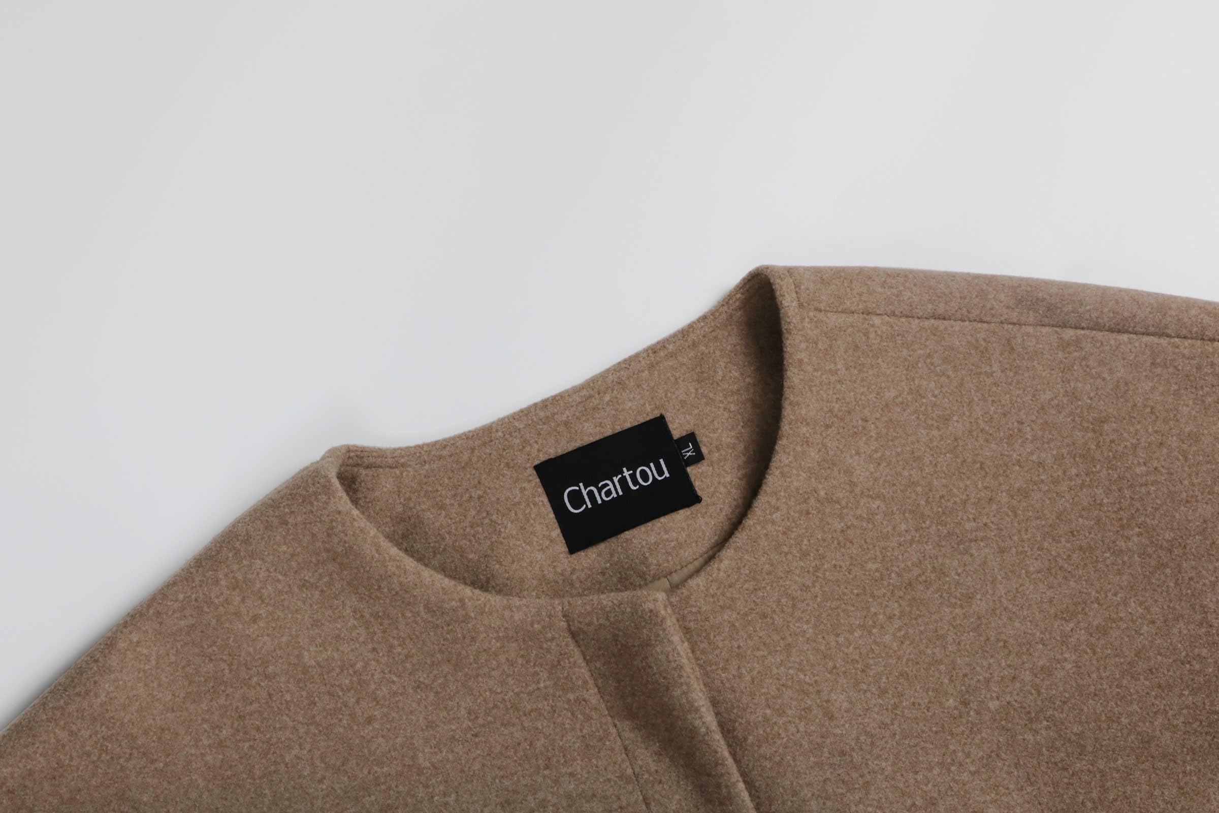 CHARTOU Women Cropped Wool Blend Pea Coat Short Jacket Peacoat Long Sleeve Button Down Crop Jacket