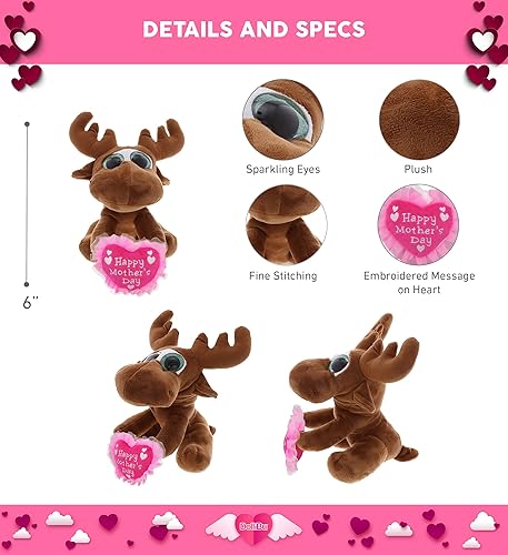 Miniatura 3 de DolliBu Feliz Día de la Madre Super Suave y Brillante Ojo Grande Peluche de Peluche de Peluche con Corazón Rosa Mensaje para la Mejor Mamá, Abuela,