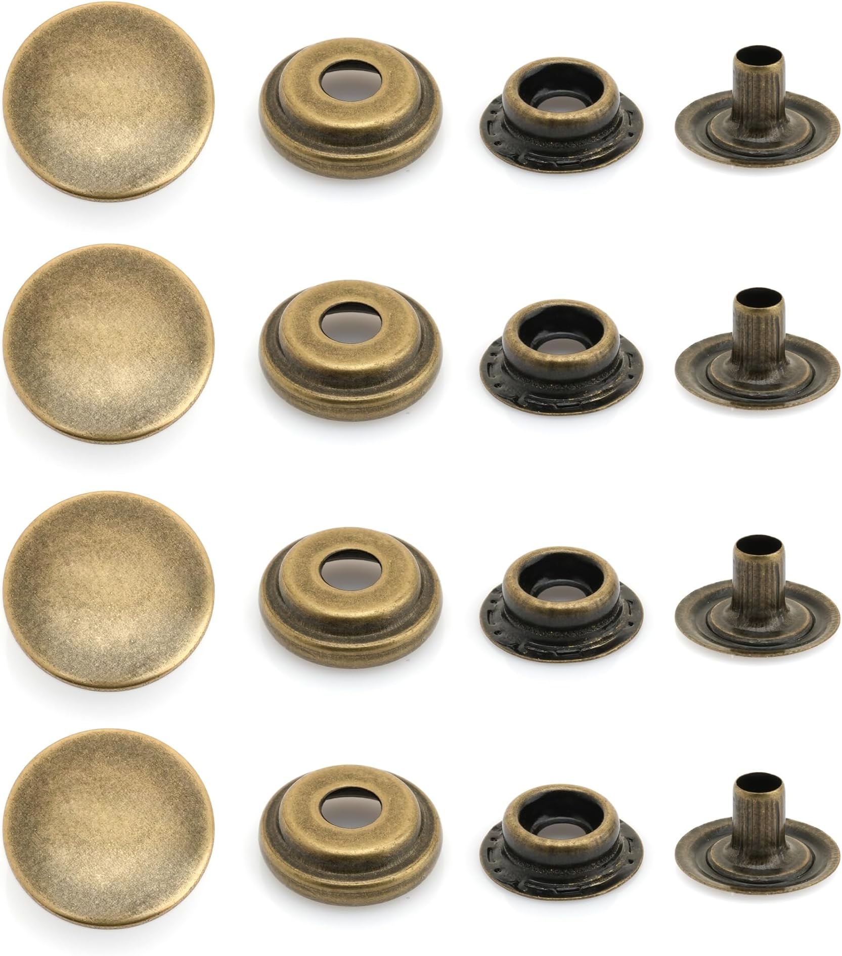 CRAFTMEMORE 50 Sets Antique Brass Snap Fasteners Ring-Socket Press Studs for Jacket Bag Canvas Closures #201 VT47 (15mm (0.59"))