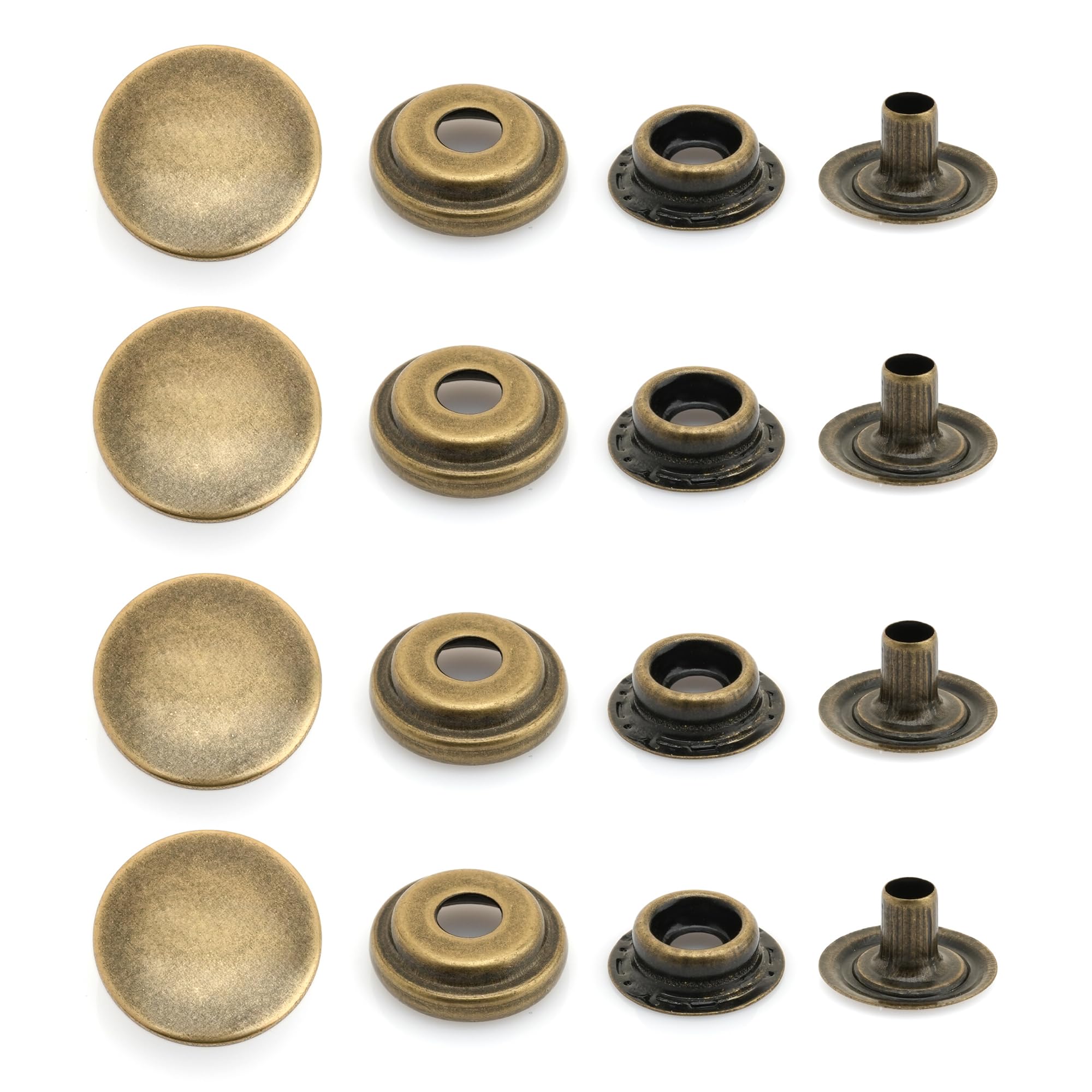 CRAFTMEMORE 50 Sets Antique Brass Snap Fasteners Ring-Socket Press Studs for Jacket Bag Canvas Closures #201 VT47 (15mm (0.59"))
