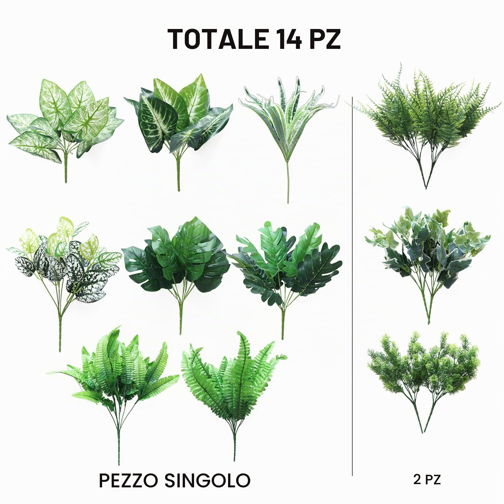 PARTY JOY Piante Finte Da Esterno, 14 Fasci Di Cespuglio Finto Da Esterno, Pianta Artificiale, Arbusti Verdi Resistenti Ai Raggi UV, Per Decorazioni Casa Soggiorno Balcone Vaso Giardino