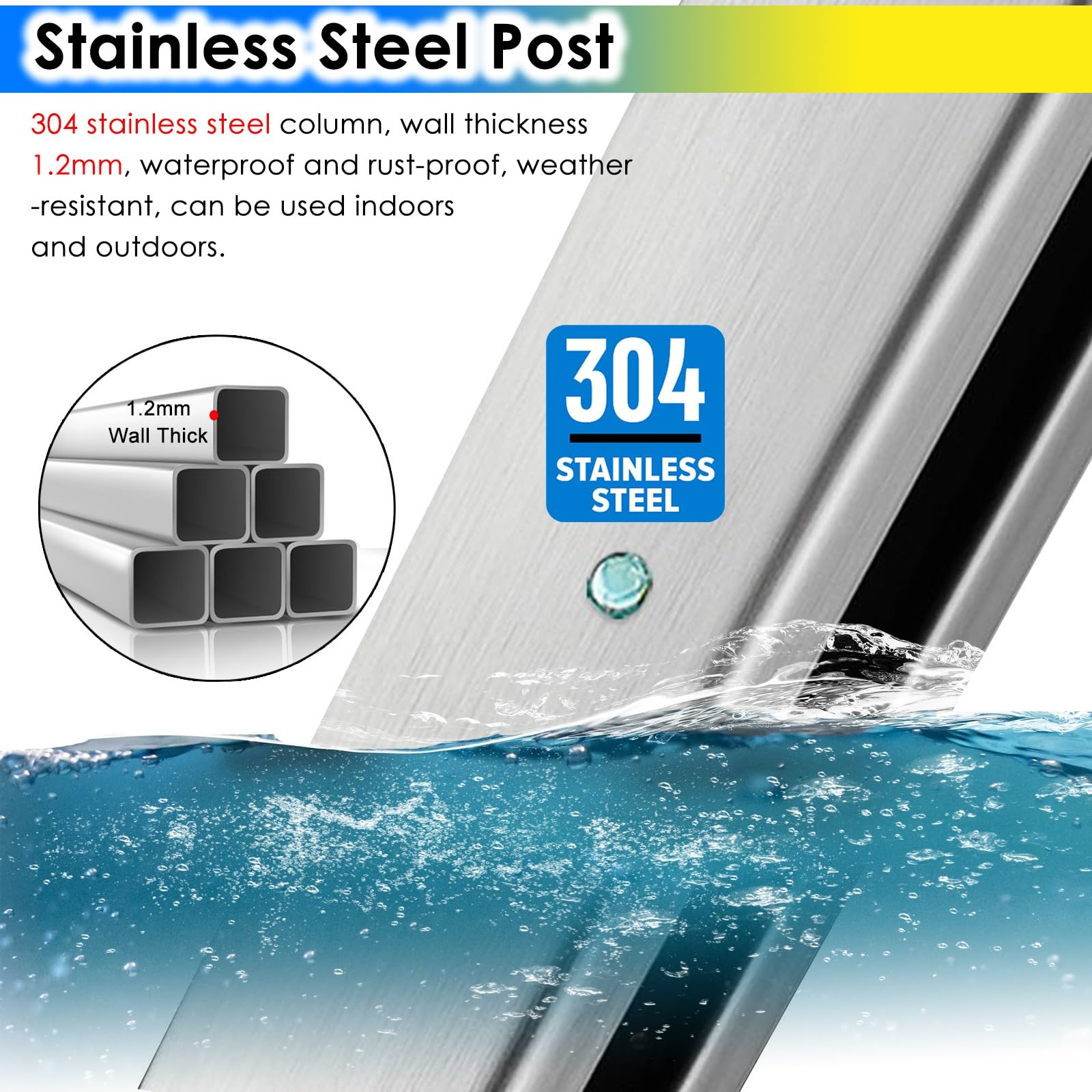 Acciaio inossidabile s Morsetto Post 85 125cm s Ringhiera Supporto per temperato s Side Mount per Deck Patio Balcone Sistema Guardrail Esterno