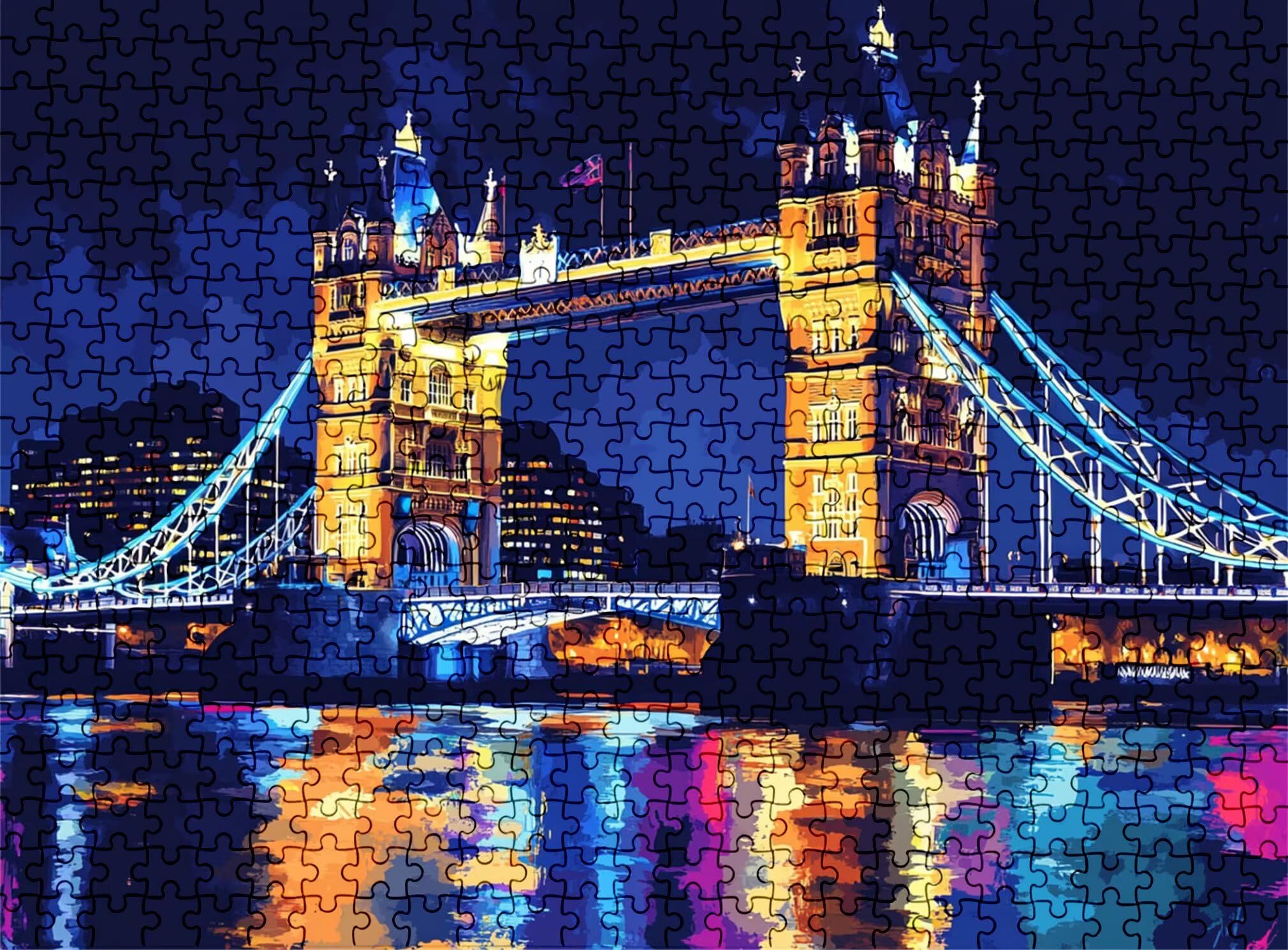 Puzzle 4000 elementów, niemożliwe puzzle dorośli 141,5 x 87,5 cm, druk w wysokiej rozdzielczości, gry edukacyjne, drewniane puzzle antystresowe dla całej rodziny, dekoracje ścienne, London Tower