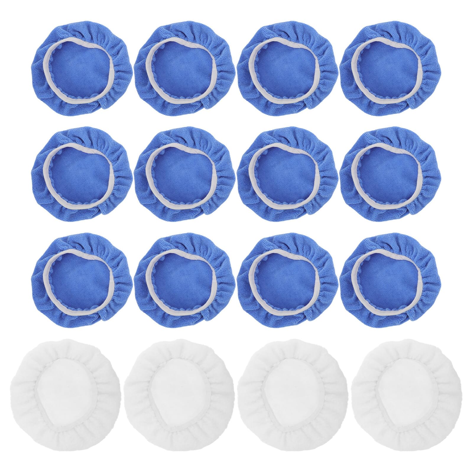 NUOBESTY Copertura per Tampone Lucidante Auto in Fibra 16 Pezzi Set Bordo Elastico Cuffie per Lucidatura Veicoli per Rimozione Graffi e Applicazione Cera Accessori Detailing per Cura