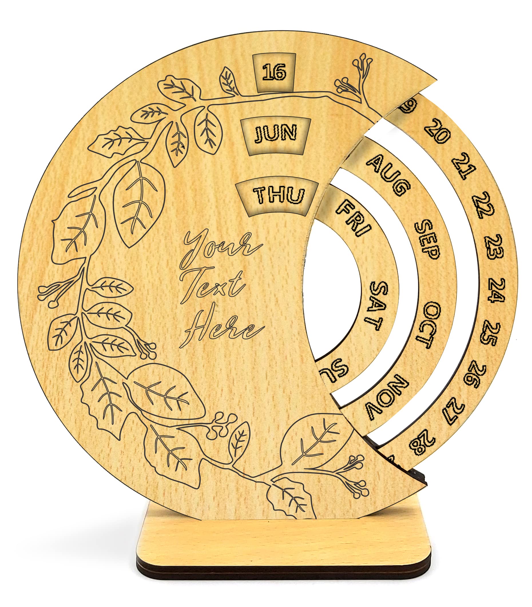 Brown Cloud Personalized Wooden Perpetual Table/Desk Calendar with Personalised/Customized Message/Quote/Text for Personal/Corporate Gift (004) (Pack of 10)