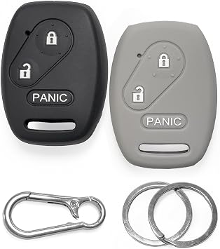 2x Click&Fit Silicone Car Key Cover compatible with Honda Civic 2006-11, CR-V Jazz 07-13, Insight CR-Z, Accord, Odyssey, 3B Remote Key   Anti-slip key fob holder case protector, Black&Grey