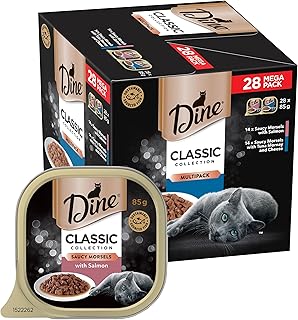 DINE Mixed Multipack Wet Cat Food, Salmon, Saucy Morsels with Tuna, 85 g (Pack of 28)