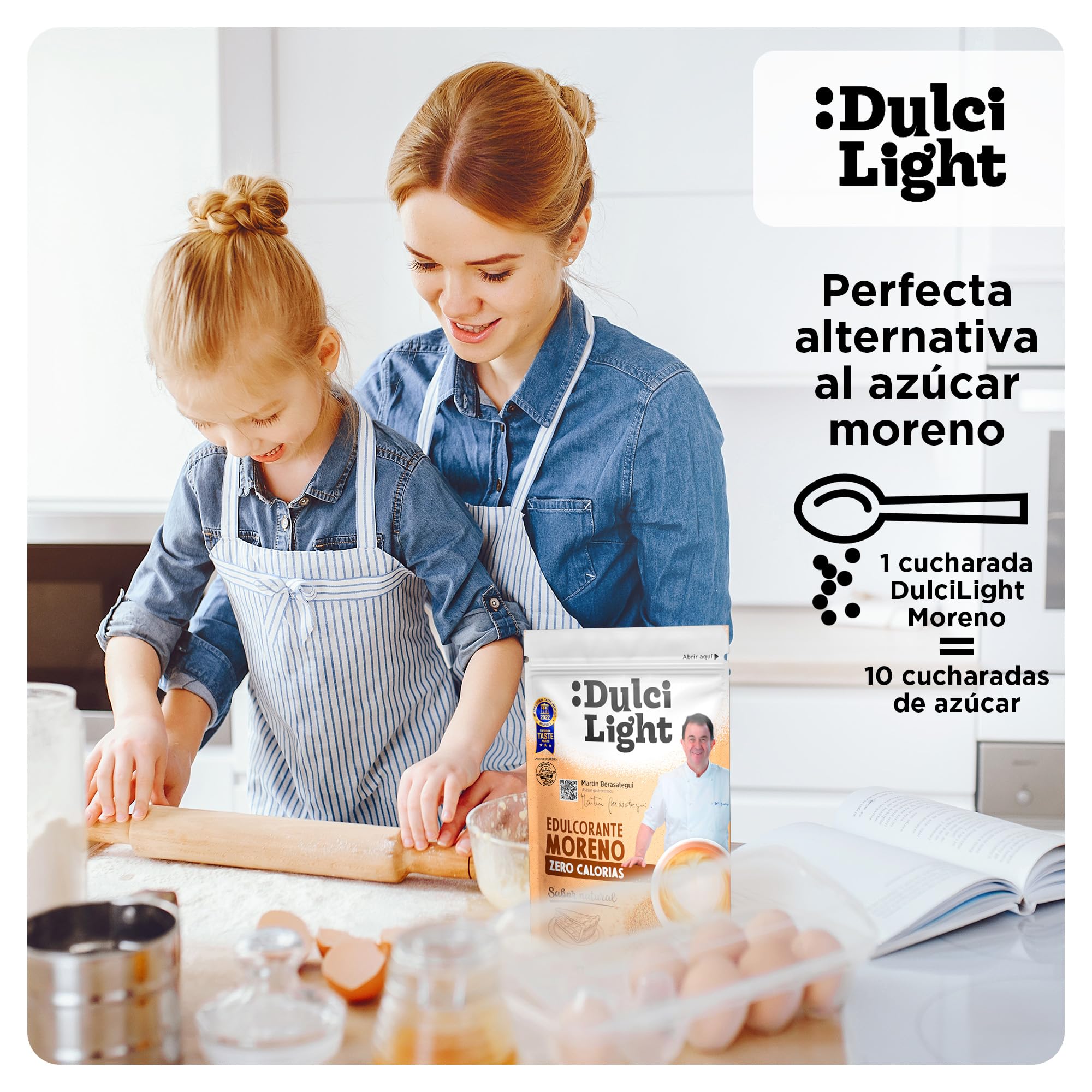 Dulcilight Edulcorante Moreno Zero Doypack 200 gr |Sustituto del azucar Moreno Sabor Natural | 200 gr = 2kg Azúcar |Granulado con Fibra Vegetal | keto | No OMG | edulcorante a Granel
