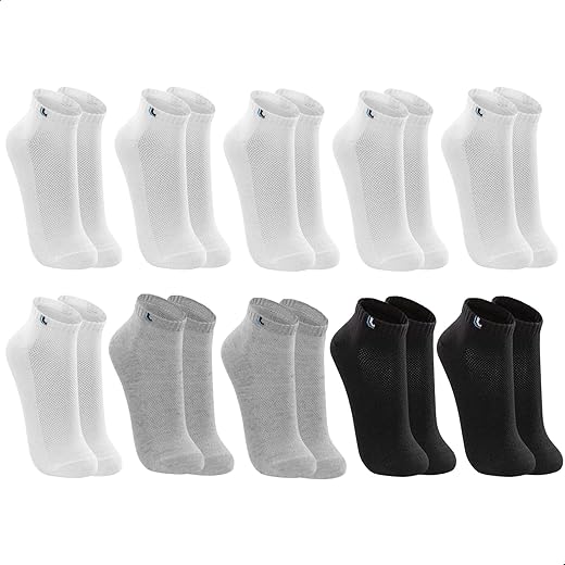 Kit com 10 Meias Sport, Lupo, Adulto Unissex, Branco/Cinza/Preto, 37 - 40