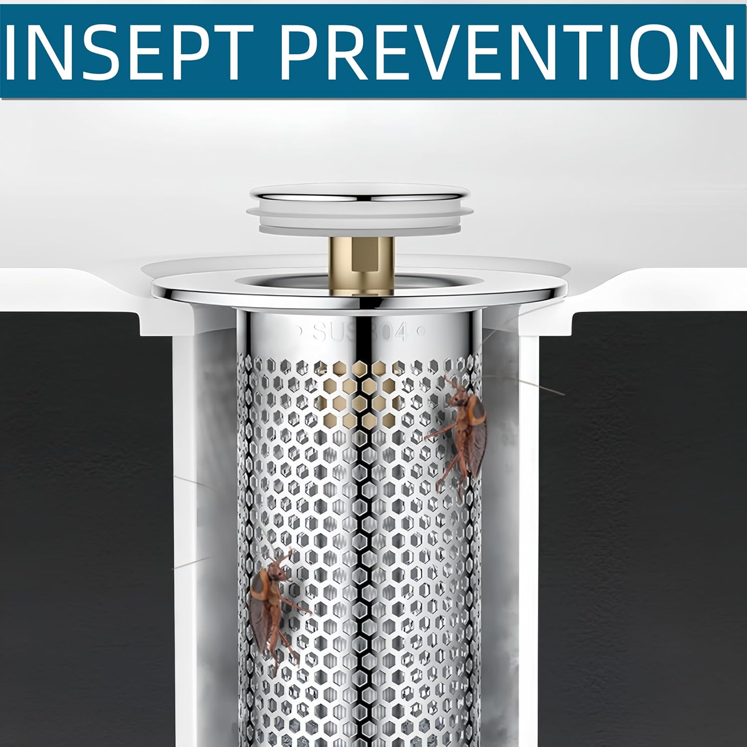 Bathroom and Kitchen Sink Drain Strainer, Universal Pop-up Sink Drain Strainer with Removable Stainless Steel Strainer Basket Hair Catcher, Universal Pop Up Bathroom Sink Stopper Replacement - Image 3