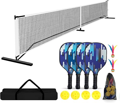 Dulce Dom Juego de paletas de pickleball y redes portátiles, 4 paletas de pickleball con tamaño reglamentario de 22 pies, bolas para interiores y disponible en Yaxa Colombia