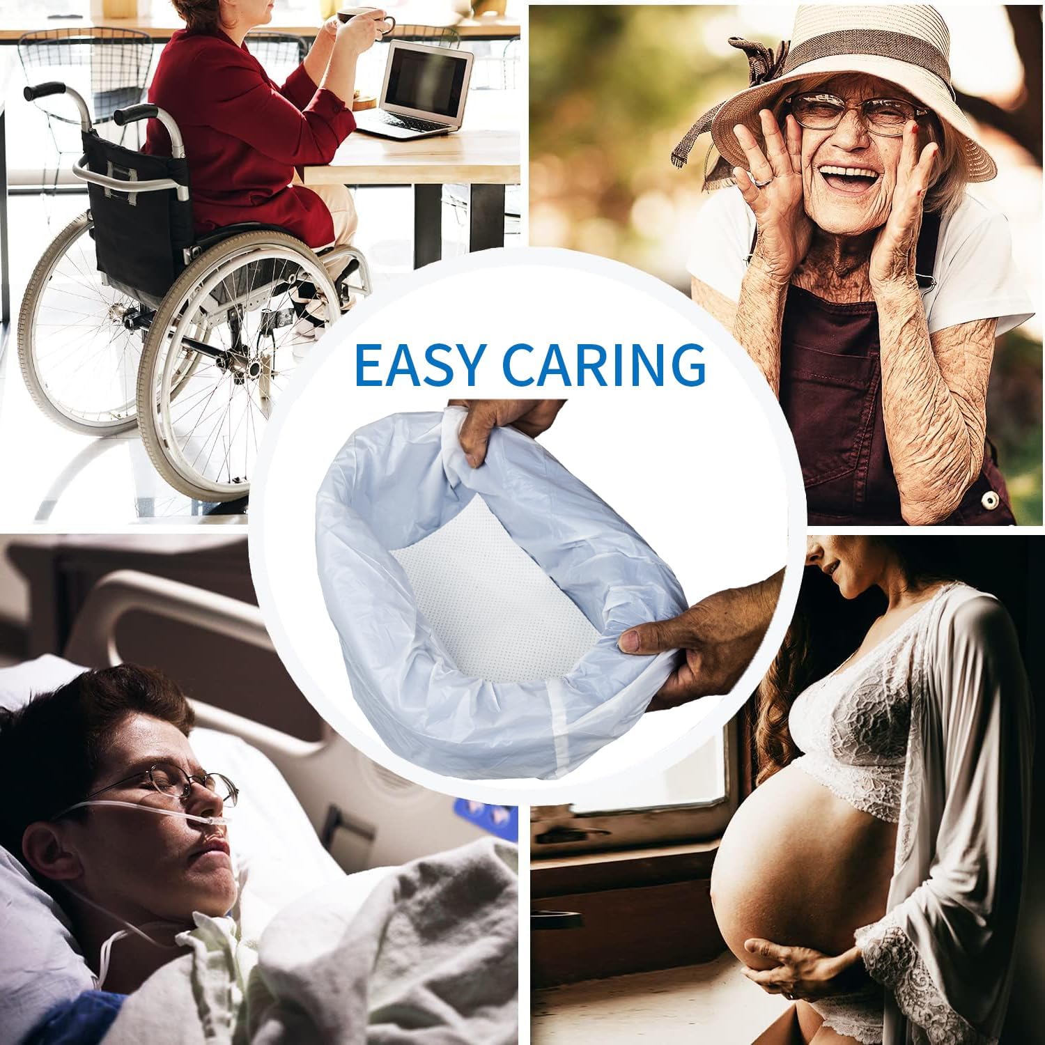Bed Pan Set with Heavy-Duty Bedpan, 45 Disposable Liners, 45 Absorbent Pads & 100 Gloves - Pack 45 Count, Bedpan for Men,Women Females, Bedpan Kit for Elderly, Bedridden, Post-Op Home & Hospital Care