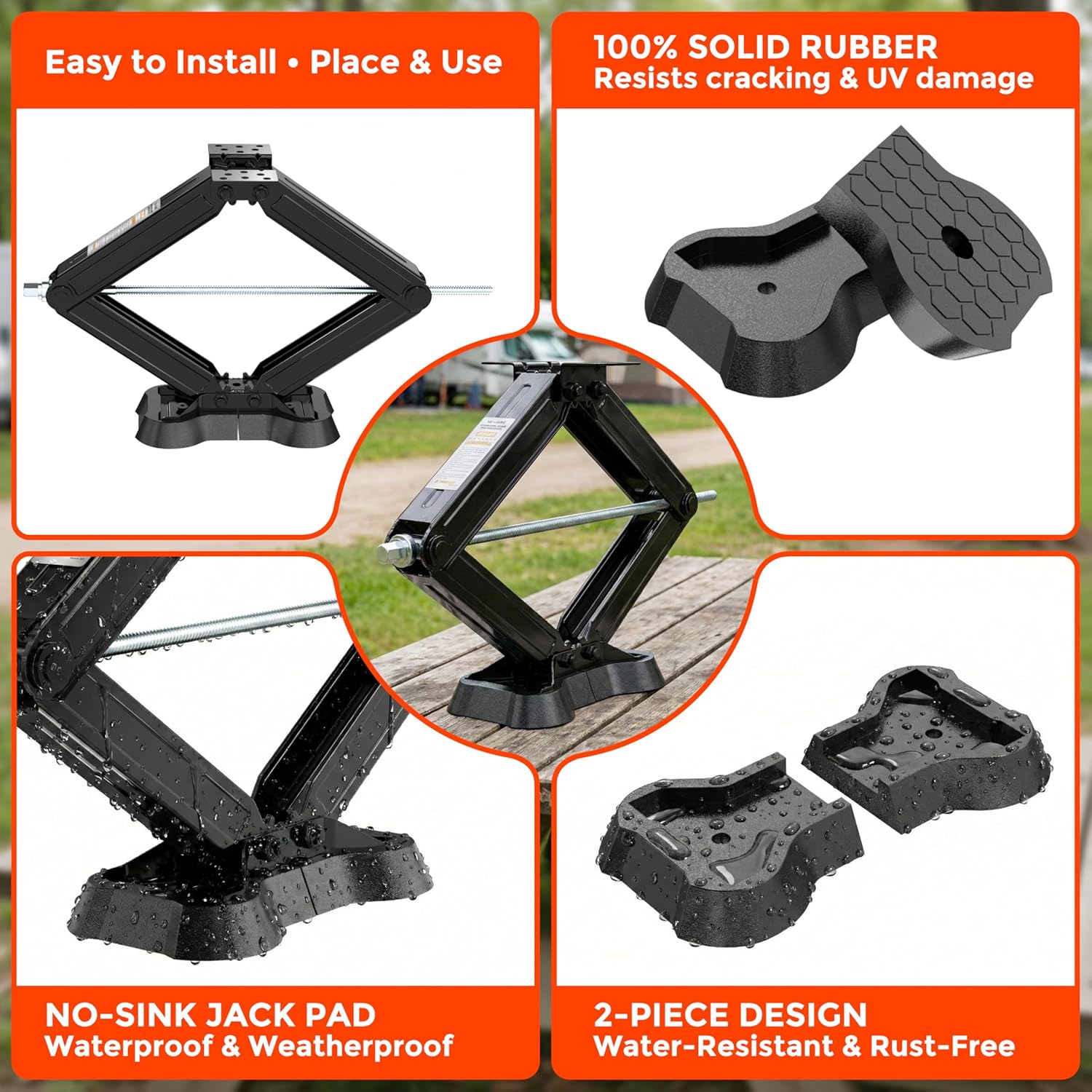 YOMILINK 7500lbs RV Scissor Jacks with Pads, Stabilizer Leveling Heavy Duty Jacks, 24" for Travel Trailer Camper, Set of 2
