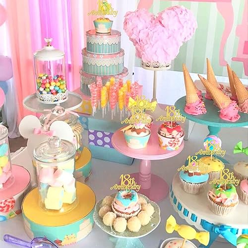 Miniatura 7 de 24 piezas de decoración de cupcakes con purpurina para 18 años, número 18, para 18 años, bodas, aniversarios, fiestas de cumpleaños, suministros de