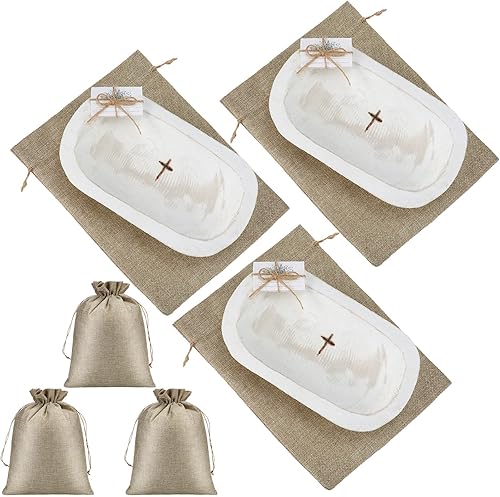 Miniatura 9 de 2 juegos de cuencos de masa pequeños de oración con tarjetas, pequeño tazón de cruz rústico de granja, cruz cristiana, oración religiosa, cuenco de