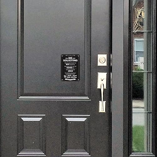 Miniatura 6 de Paquete de 2 carteles de No Soliciting para casa divertidos de 8 x 5 pulgadas, letrero de no solicitar, PVC de alta calidad, resistente al sol,