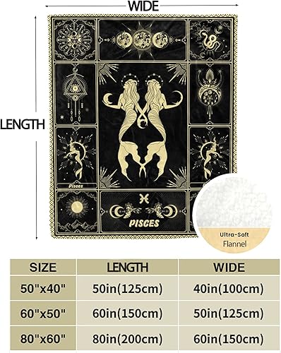 Miniatura 4 de Manta Piscis 12 mantas de cama de astrología de horóscopo, suaves y acogedoras, mantas de franela personalizadas de 50 x 40 pulgadas