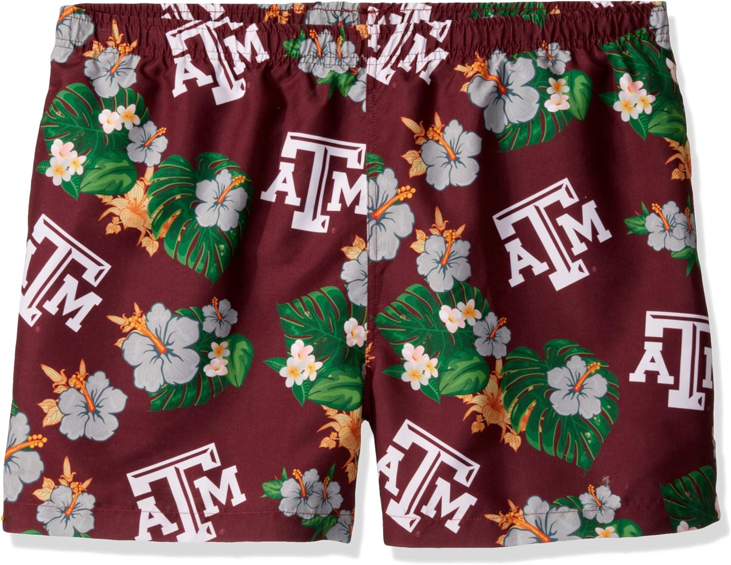 FOCO NCAA Mens NCAA Team Logo Floral Hawaiian Swim Suit Trunks