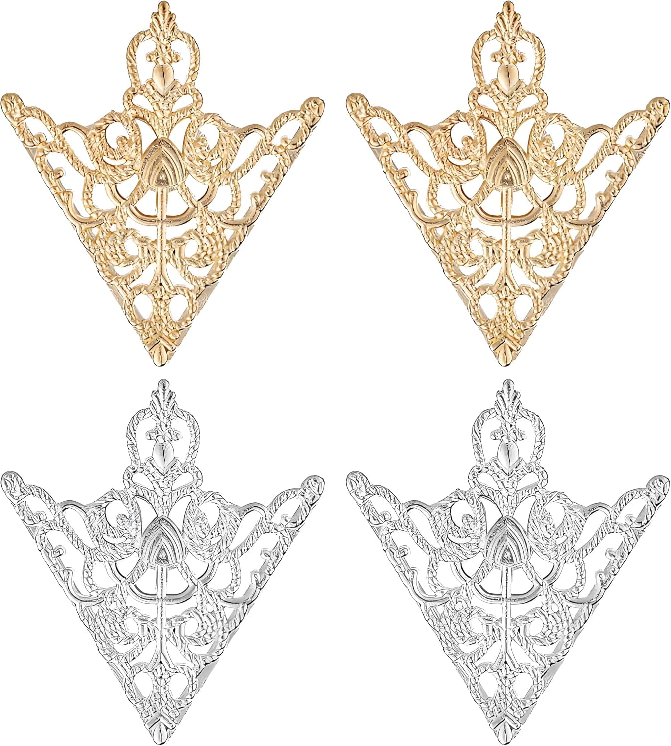 coadipress 2PCS Retro Hollow Triangle Collar Pins Brooch for Men Women Hollow Floral Shirt Suit Clothing Collar Angle Decoration Parts