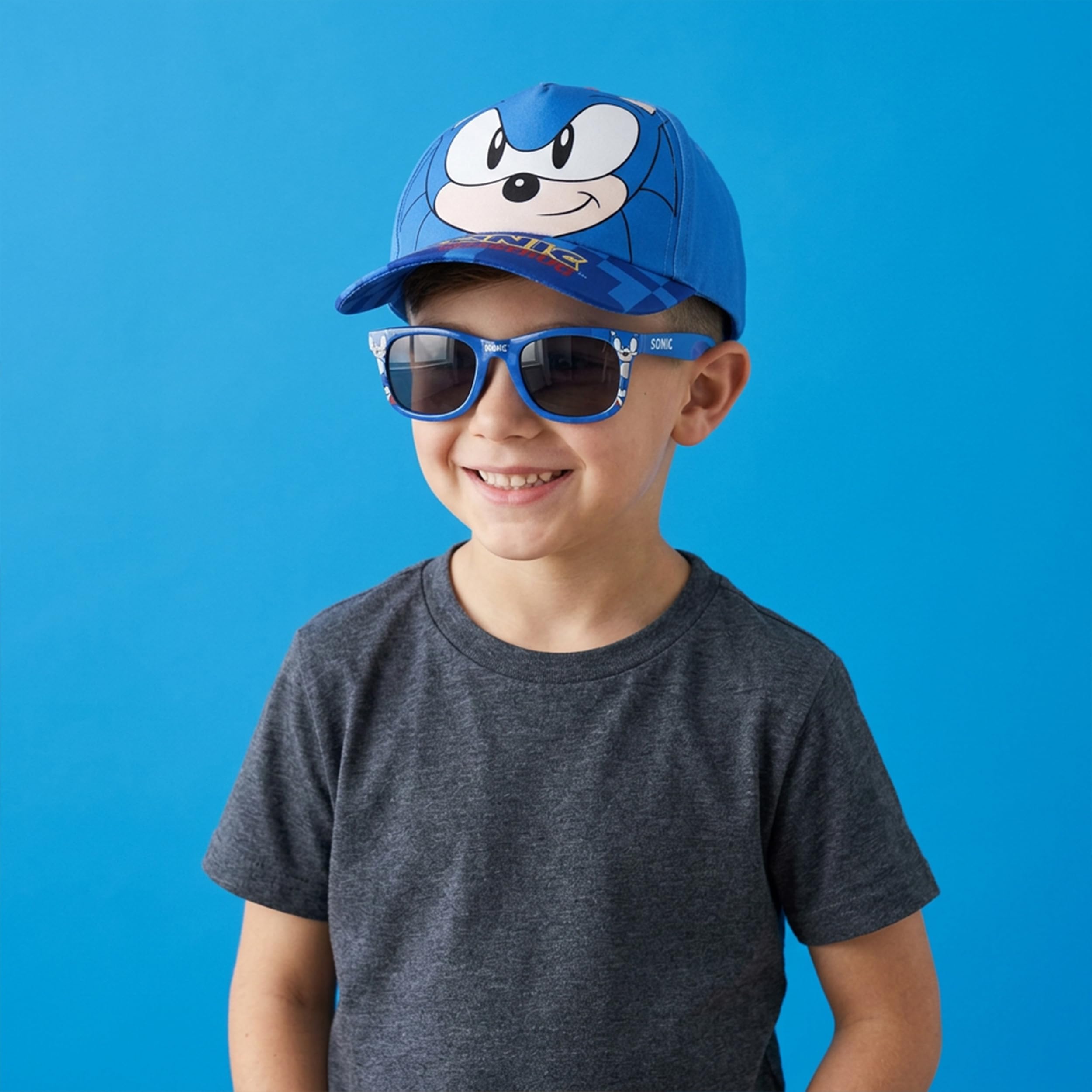 Sonic Gafas de Sol y Gorra Infantil UV 400 Filtro Categoría 3 Velcro Ajustable Original Diseñado España