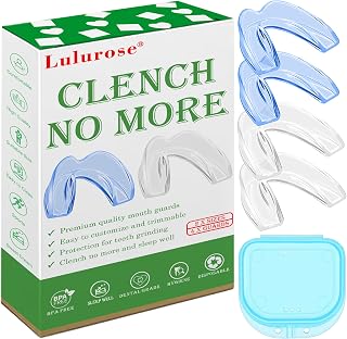 Mouth Guard for Grinding & Clenching Teeth 4 Count Total (2 Sizes) 2 pcs Blue Including Hygiene Case Nighttime Teeth Protection BPA-Free Comfortable Clench No More & Sleep Well