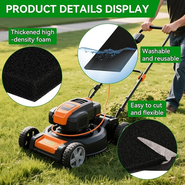 Filtermatte Luftfiltermatte Teichfilter Schwämme 30cm*21cm*5mm Universell zum Zuschneiden Luftfiltereinsatz für Scooter Motorrad Rasenmäher Luftreiniger Motorhacke Aquarien(30cm*21cm*5mm) - 3