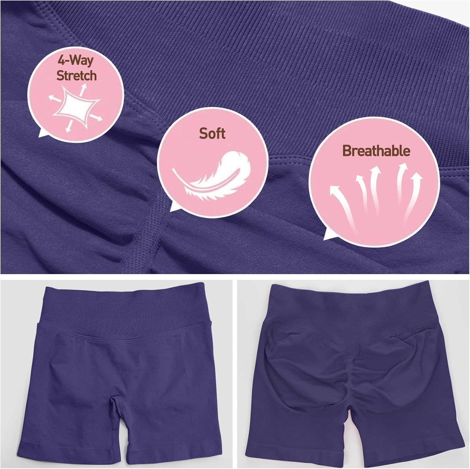 4.5" Workout Impact Shorts Hidden Scrunch Butt Lifting Gym Booty Biker Shorts for Women Tummy Control - Image 6